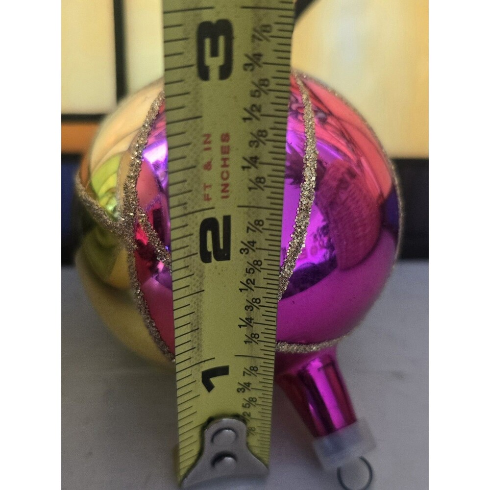 2 MCM Long Neck Hand Blown Multicolored Christmas Ornament Ornaments Lg & Sm - Picture 6 of 8